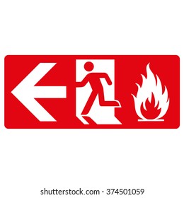 red signpost, fire output from the left. Ideal for visual communication and institutional materials