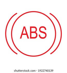 Red signs abs in the car icon on white background vector. 
