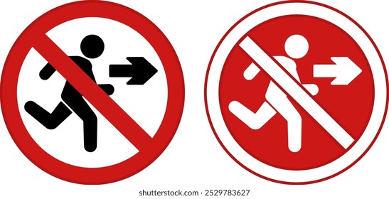 Red Signs No Exit. Vector icon. Prohibitory Evacuation Sign. No Emergency Exit. The sign is placed in a prominent place near the Attic or Basement