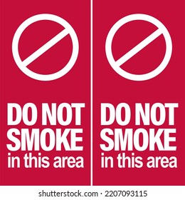 Red signs Vector with white lettering indicating a no smoking zone