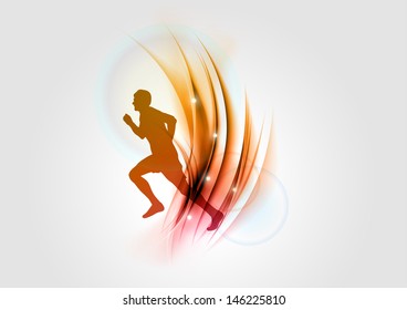 red silhouette of abstract runner