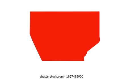 Red silhouette of Abyei city map in sudan on white background