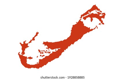 rote Silhouette auf Bermuda-Karte auf weißem Hintergrund