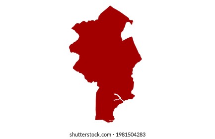 Red silhouette of the Brazilian city of Duque de Caxias