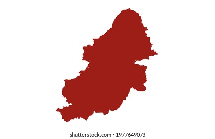 Red silhouette of city map of Birmingham in England