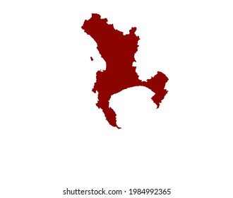 Red silhouette of city map of Cape Town in South Africa on white background