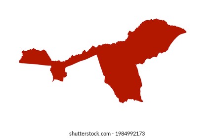 Red silhouette of the city map of Isiolo in kenya on white background