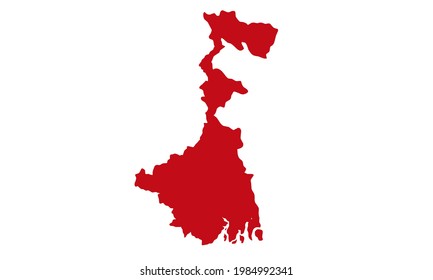 Red silhouette of city map of Kolkata in india on white background