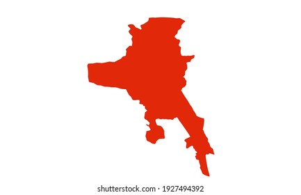 Red silhouette of city map of Rasht in iran on white background