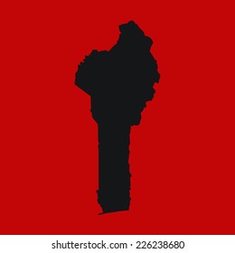 Red Silhouette of the Country Benin