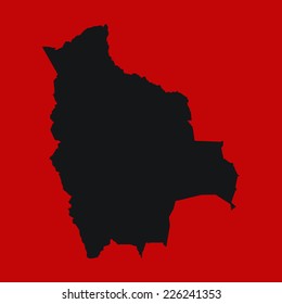Red Silhouette of the Country Bolivia