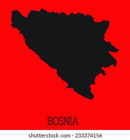 Red Silhouette of the Country Bosnia