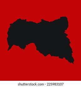 Red Silhouette of the Country Central African Republic