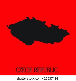 Red Silhouette of the Country Czech Republic