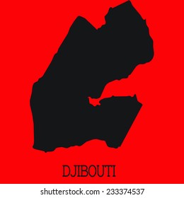 Red Silhouette of the Country Djibouti