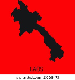 Red Silhouette of the Country Laos
