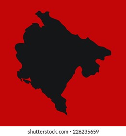 Red Silhouette of the Country Montenegro