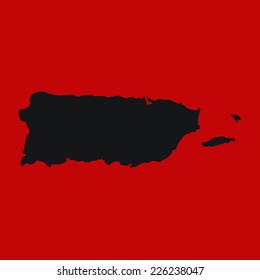 Red Silhouette of the Country Puerto Rico