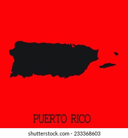 Red Silhouette of the Country Puerto Rico