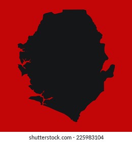 Red Silhouette of the Country Sierra Leone