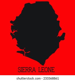 Red Silhouette of the Country Sierra Leone