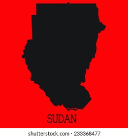 Red Silhouette of the Country Sudan