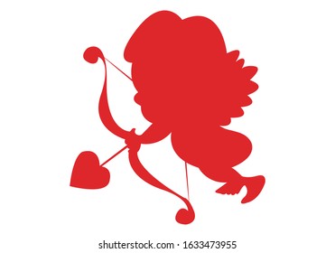 Red silhouette of Cupid with an arrow.