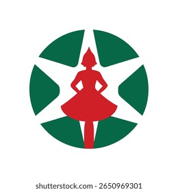 Red silhouette figure inside a green star shape on Revolucion Mexicana concept Mexico