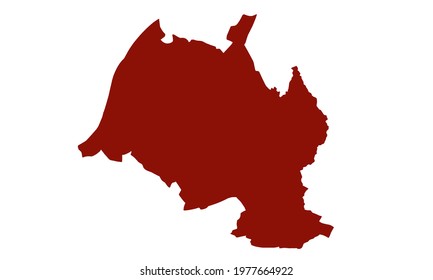 the red silhouette of the German city of Karlsruhe
