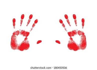 red silhouette of handprints