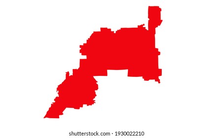 Red silhouette of Henderson's city map in nevada on white background