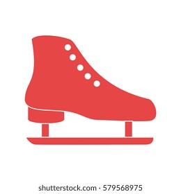 red silhouette ice skate elements sport