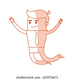 red silhouette image full body cartoon business man jumping