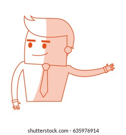 red silhouette image half body cartoon business guy