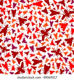 red silhouette insects wallpaper