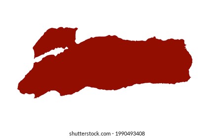 Red silhouette map of Alor Regency in East Nusa Tenggara