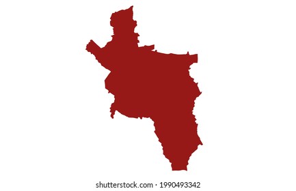 Red silhouette map of the city of Aachen in germany