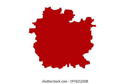 Red silhouette of map of the city of Ahmehabad in India
