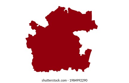 Red silhouette of a map of the city of Arkhangelsk in Russia
