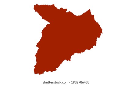 red silhouette of map of the city of Baghlan in Afghanistan