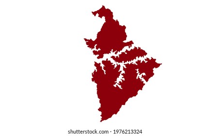 red silhouette map of the city of São Bernardo do Campo in Brazil