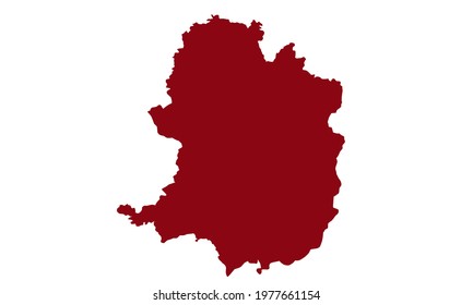 Red silhouette of a map of the city of Bielefeld in Germany