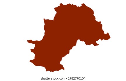 Red silhouette map of the city of Campinas in southern Brazil