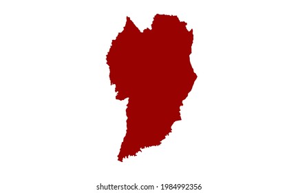 Red silhouette of map of the city of Curitiba in Brazil on white background