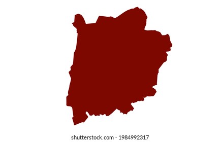 Red silhouette map of the city of Mülheim an der Ruhr, Germany on white background