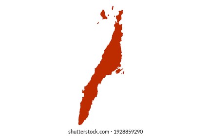 Red silhouette of a map of the city of Ede in the Netherlands on a white background