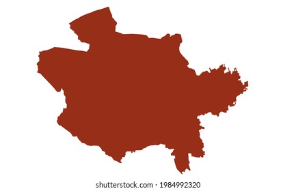 Red silhouette of a map of the city of Osnabrück in Germany on white background
