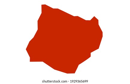 Red silhouette of a map of the city of Ihiala in Nigeria on a white background