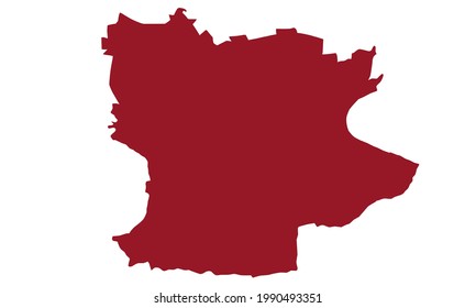 Red silhouette map of the city of Krefeld in germany