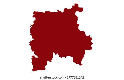 red silhouette of map of the city of Leipzig in Germany